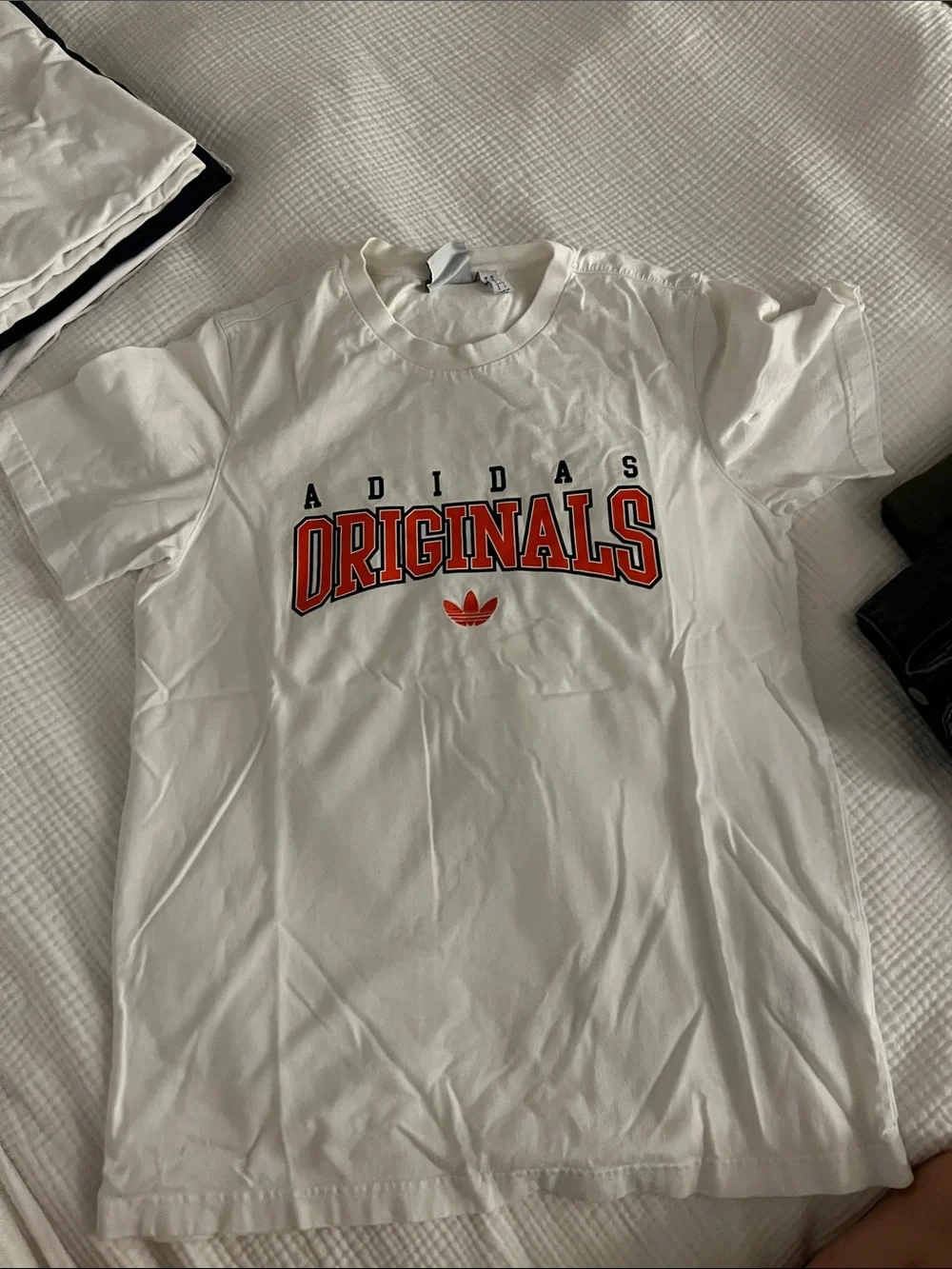 adidas White Tee with Red Originals Graphic
